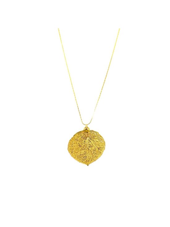 Unbranded Jewelry - Gold Tone Box Necklace With Intricate Leaf Pendant (2245)